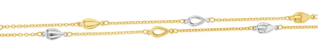 9Y DOUBLE CHAIN WITH 9Y AND 9W TEARDROPS BRACELET