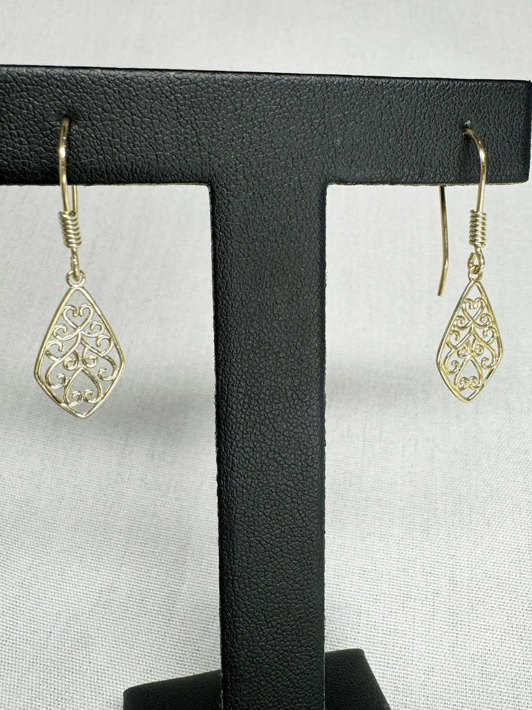 9Y DIAMOND SHAPE FILIGREE DROP EARRING - XX0134