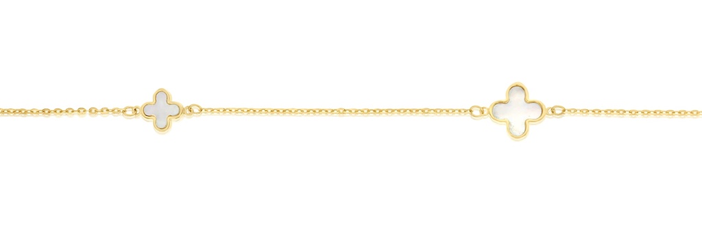 9Y ALTERNATING CHAIN WITH M.O.P. CLOVER NECKLACE