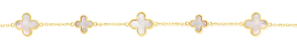 9Y ALTERNATING CHAIN WITH M.O.P. CLOVER BRACELET