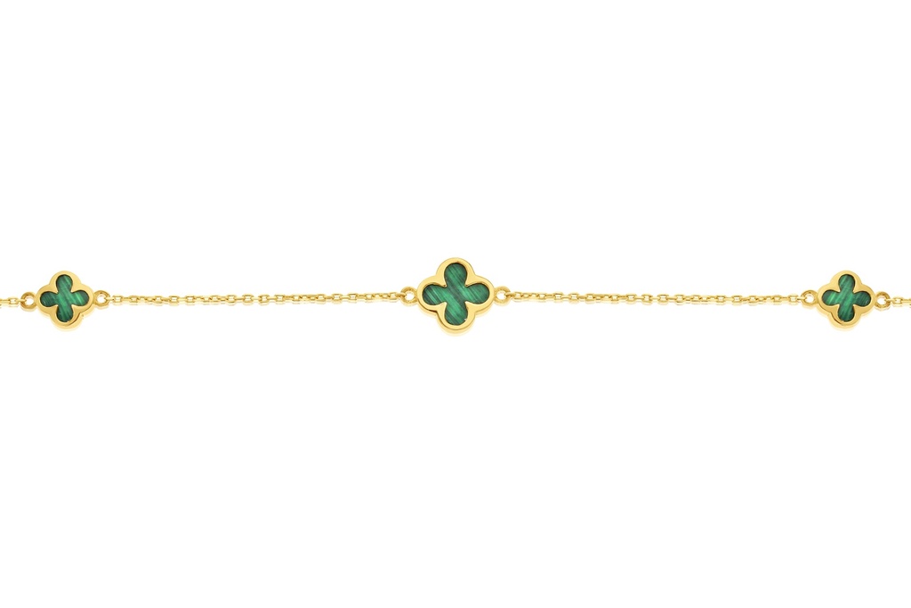 9Y ALTERNATING CHAIN WITH GREEN CLOVER NECKLACE