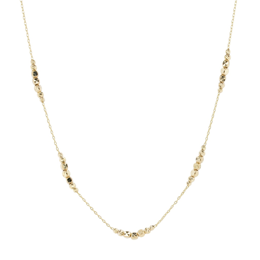 9Y CHAIN & DIAMOND CUT BALL NECKLACE