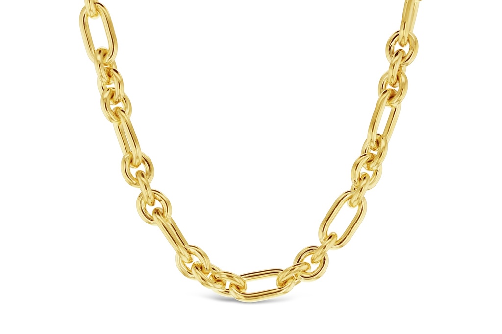 9CT SILVER FILLED CABLE 3+1 - 8.0MM WIDE - 14MM LONG LINK - 2.0MM WIRE