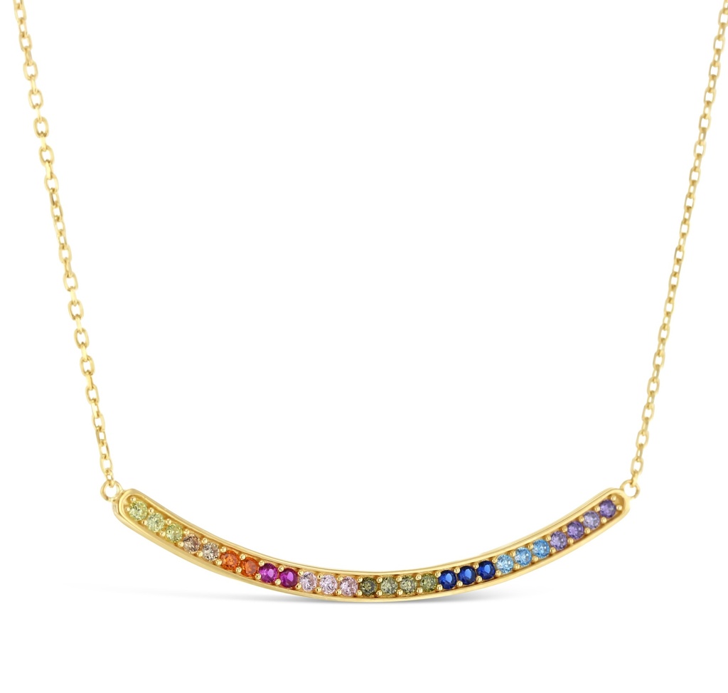 ## 9Y MULTICOLOUR CZ BAR NECKLACE