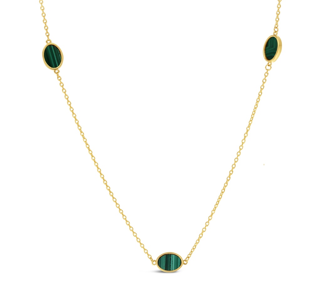 ## 9Y MALACHITE OVAL NECKLACE