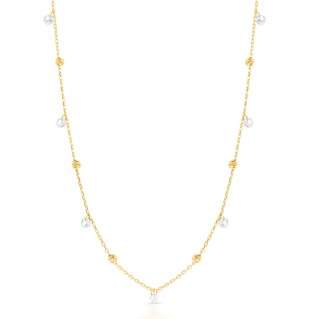 9Y BALL & CRYSTAL DROPS NECKLACE