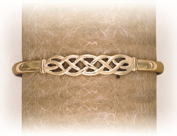 9CT SILVER FILLED BANGLE WIDE OVERLAP CELTIC FEATURE