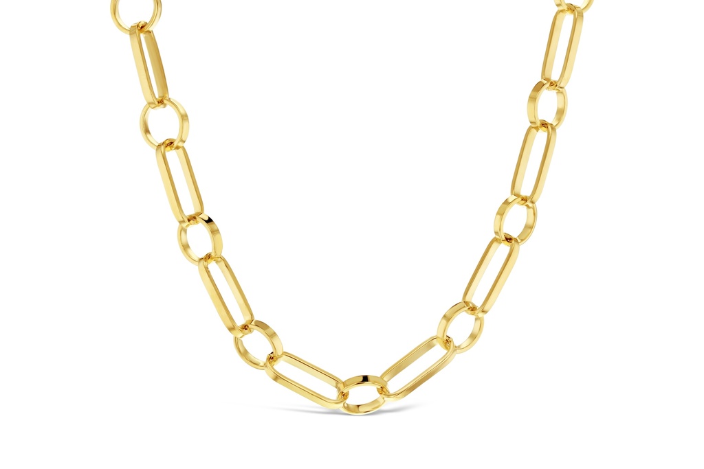 9CT SILVER FILLED SQUARED PAPERCLIP SMALL + CIRCLES 1+1