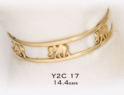 SOLID BANGLE WITH MEDIUM ELEPHANTS 