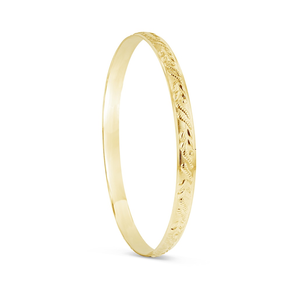 SOLID LOW DOME 6MM BANGLE LIGHTWEIGHT PATTERN 1