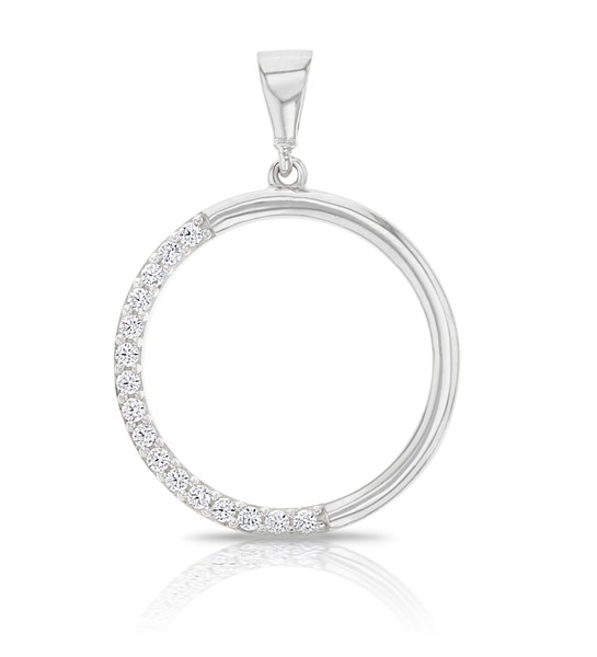  9W HALF CZ CIRCLE PENDANT