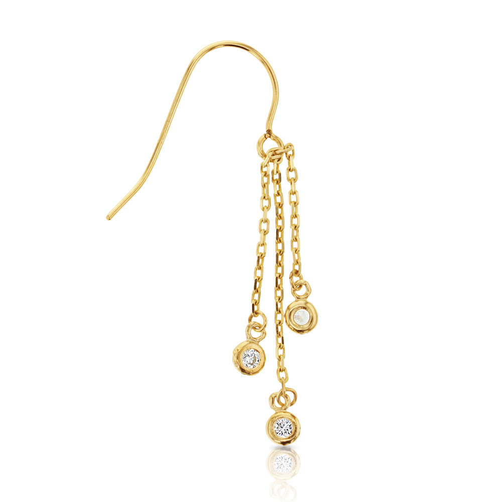  9Y CHAIN & CZ DROP EARRING