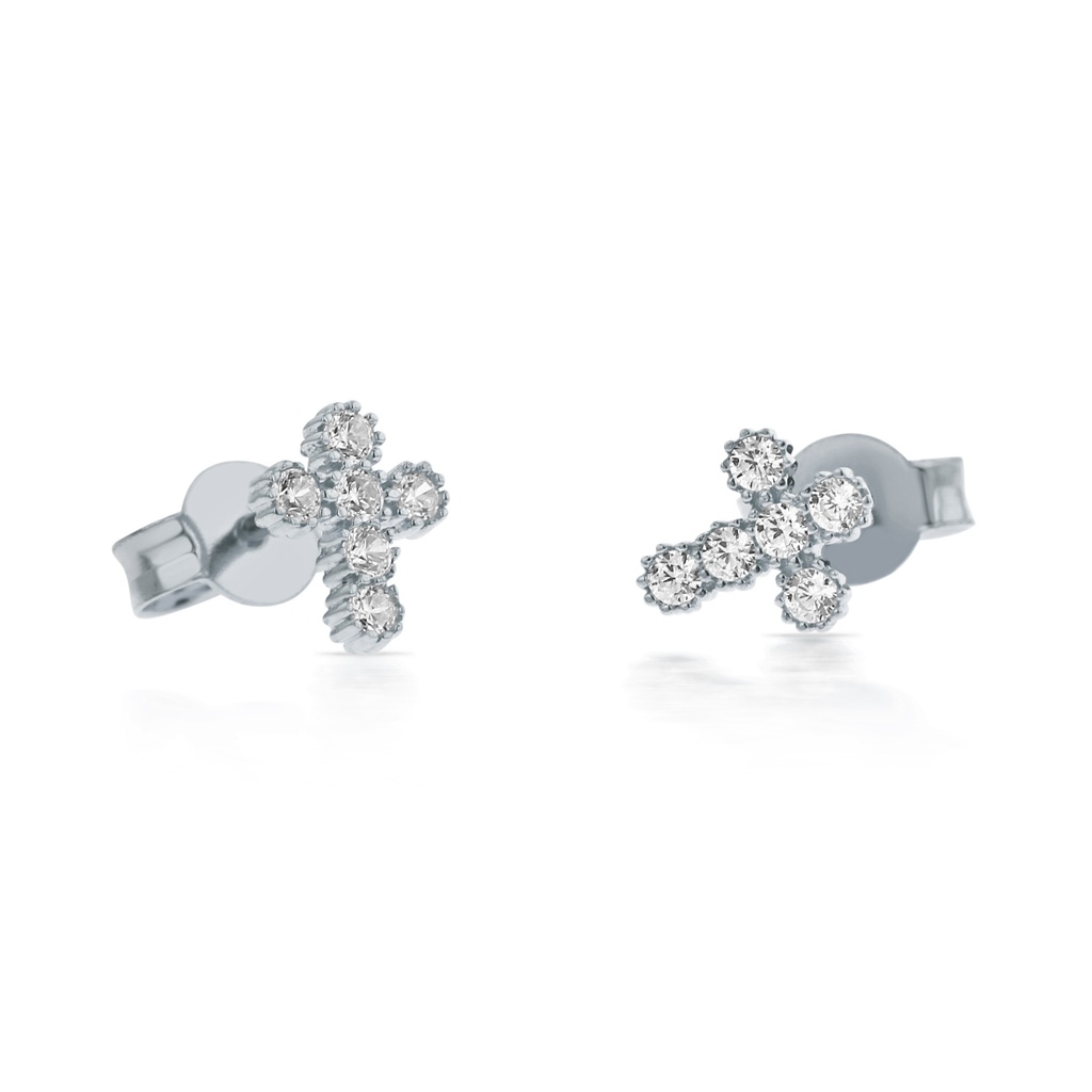 9W CZ SET MINI CROSS STUD