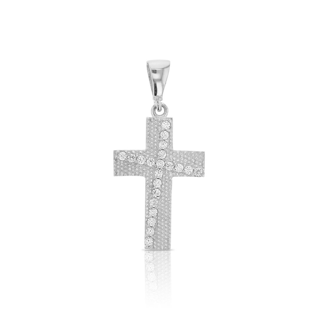  9W TEXTURED CZ SET CROSS