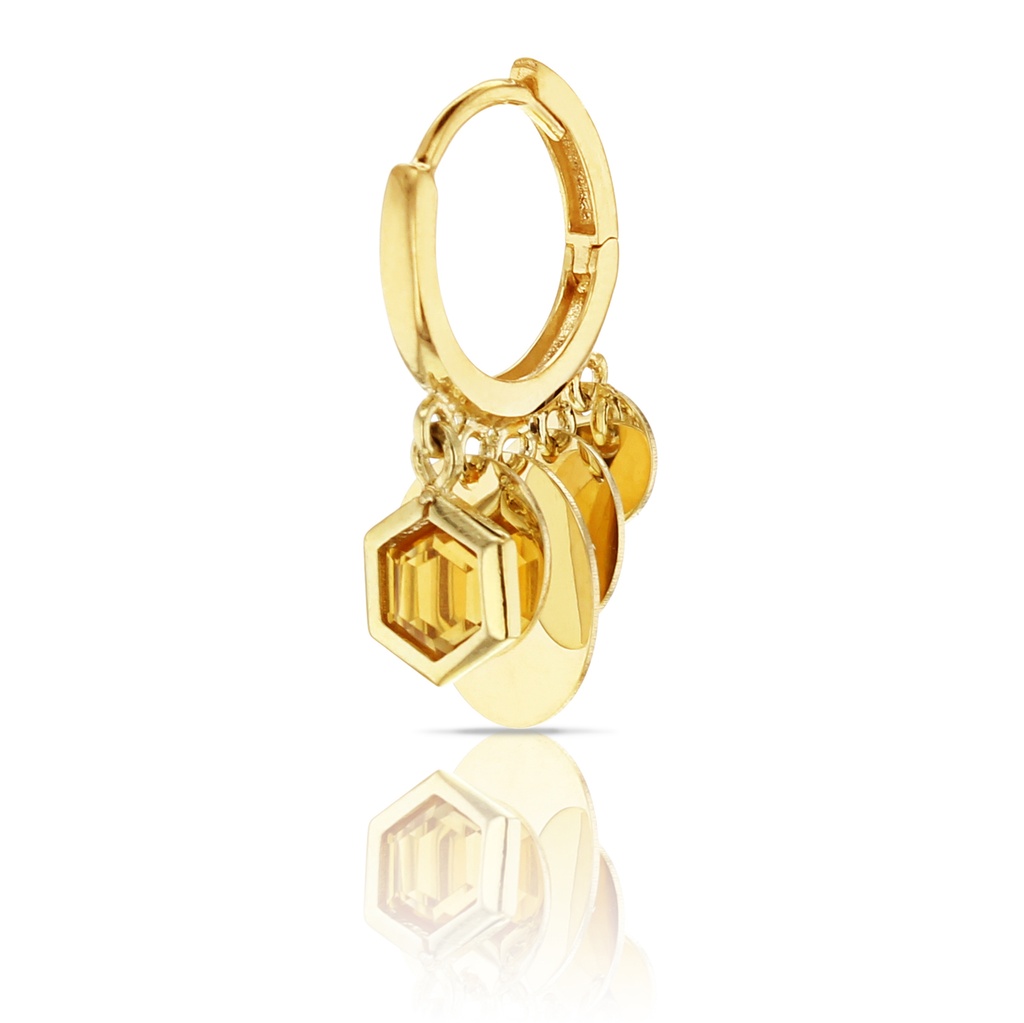 ## 9Y CITRINE&DISC DROP HUGGIE