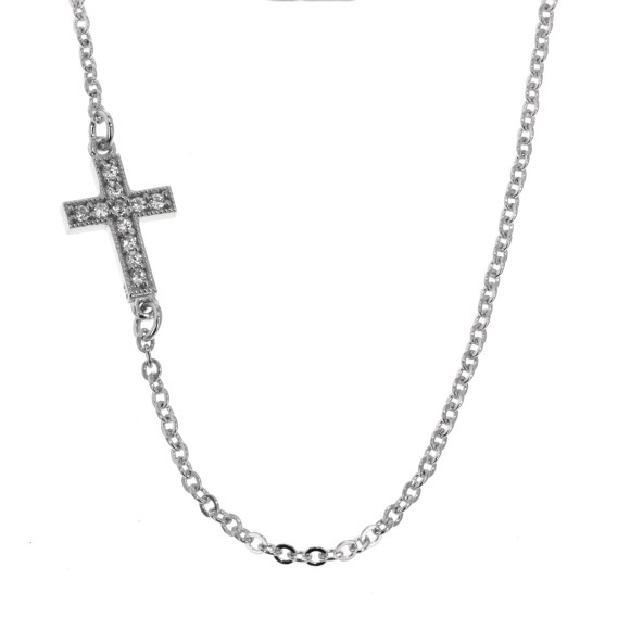 CZ SET CROSS ATTACHED TO CHAIN