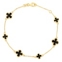 9Y ALTERNATING CHAIN WITH BLACK ONYX CLOVER BRACELET