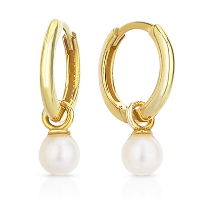9Y PLAIN HUGGIE WITH PEARL DROP