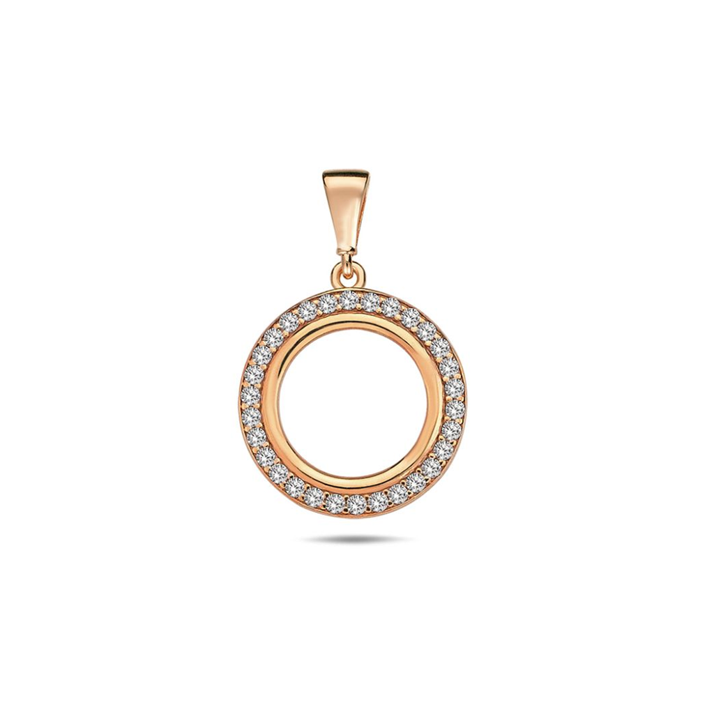 9R OPEN 14.3MM CIRCLE CZ BORDER PENDANT