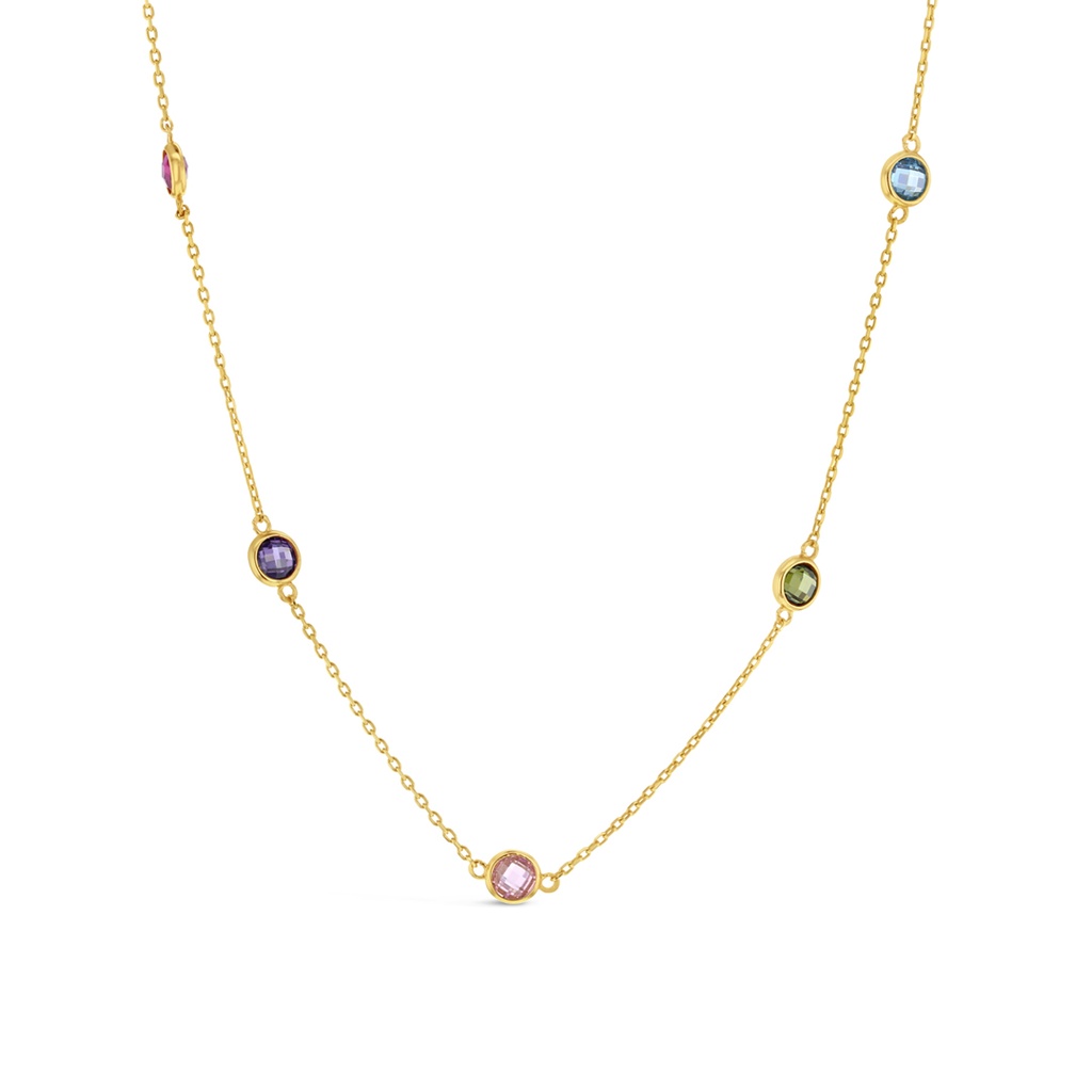 ## 9Y CHAIN WITH MULTICOLOURED STONE CIRCLES NECKLACE