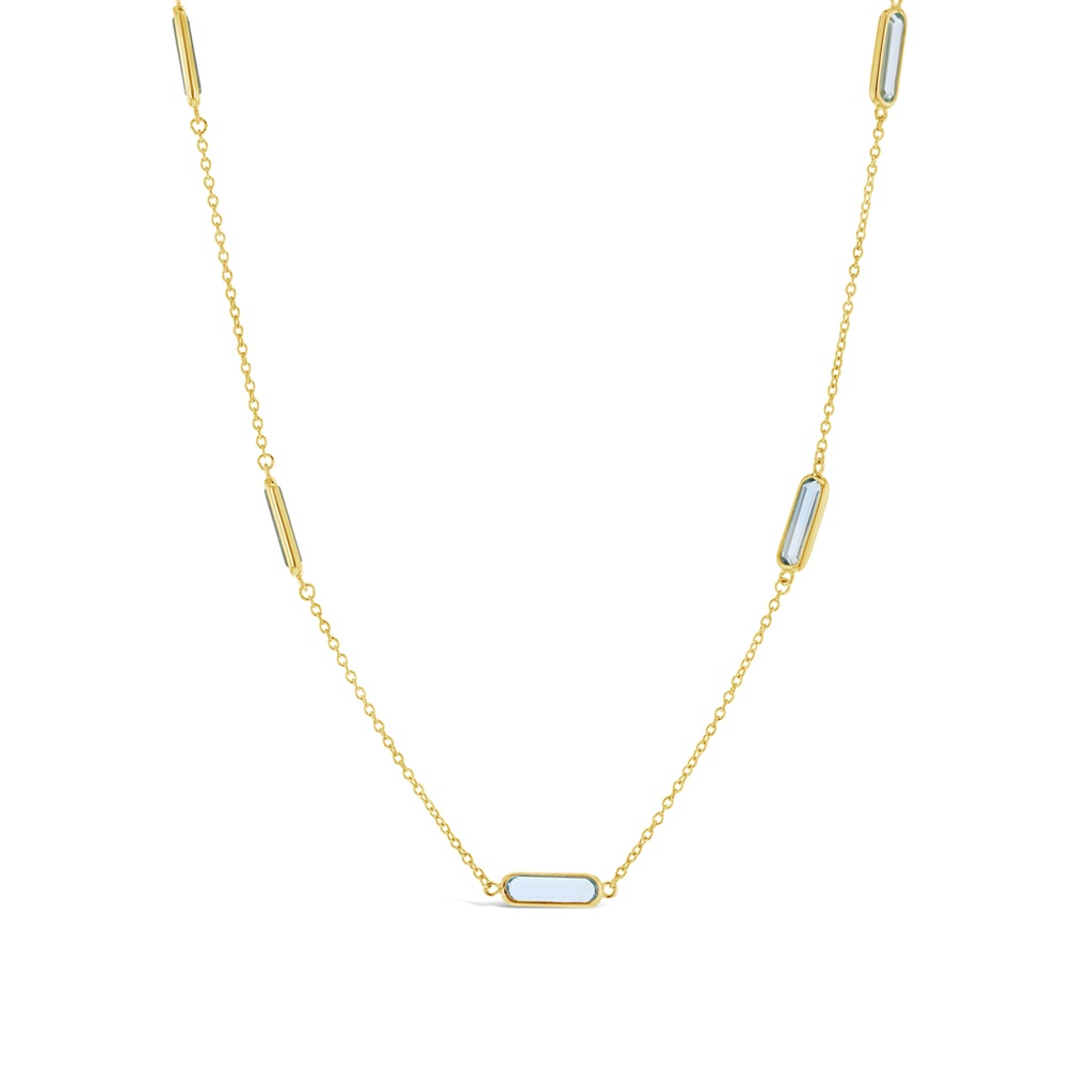 ## 9Y CHAIN WITH LIGHT BLUE BAGUETTE STONE NECKLACE