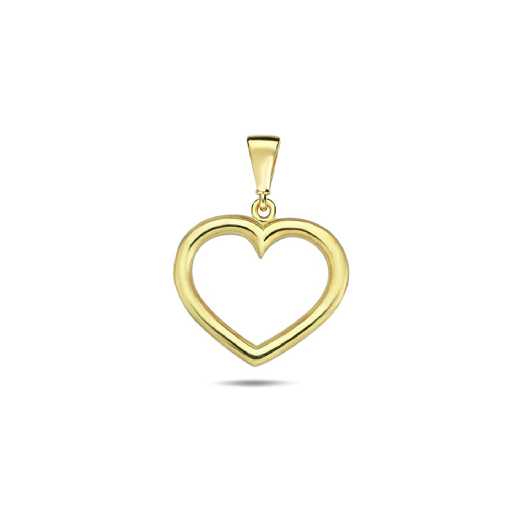 9Y OPEN 14.9MM PLAIN HEART BORDER PENDANT