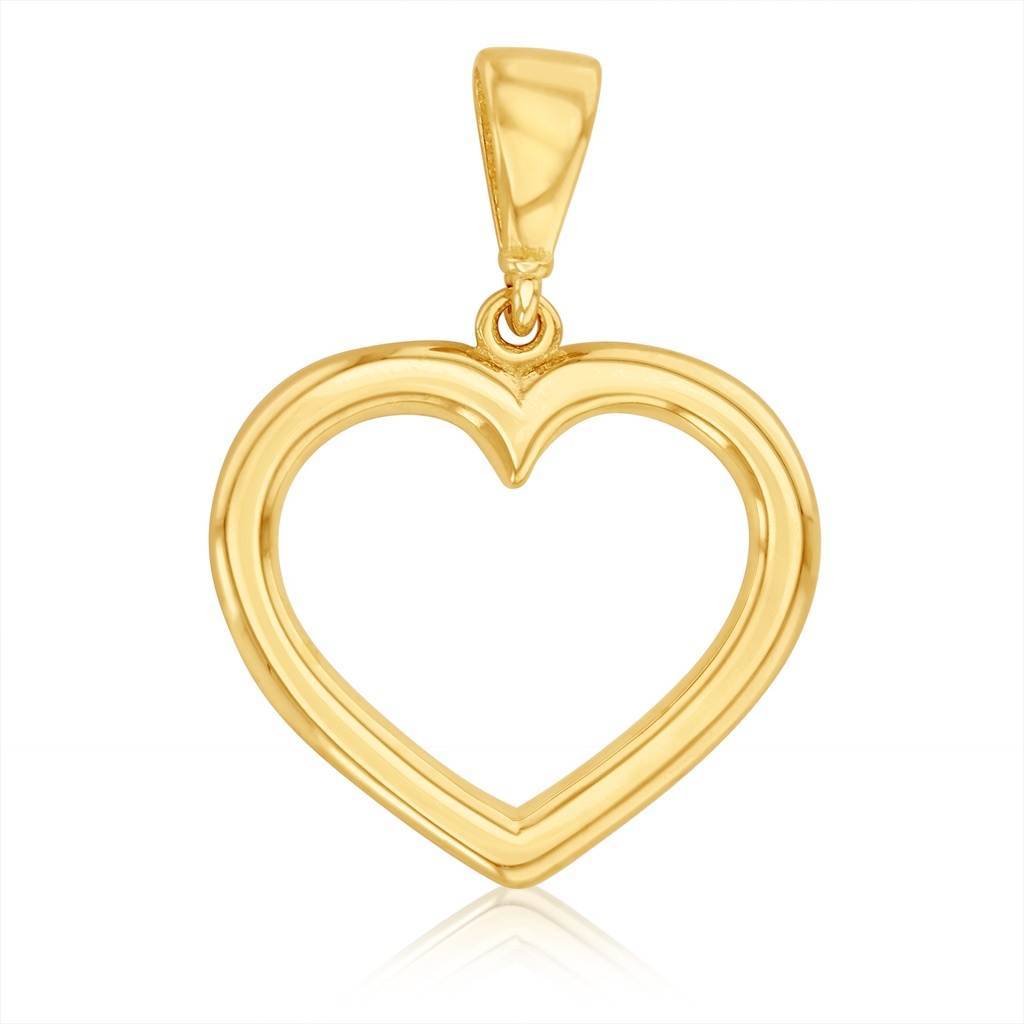9Y OPEN 14.9MM PLAIN HEART BORDER PENDANT
