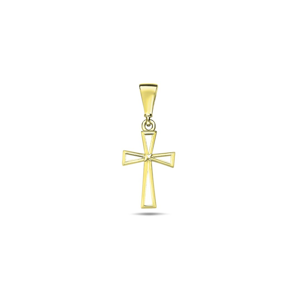 9Y ANGLED CROSS OUTLINE PENDANT