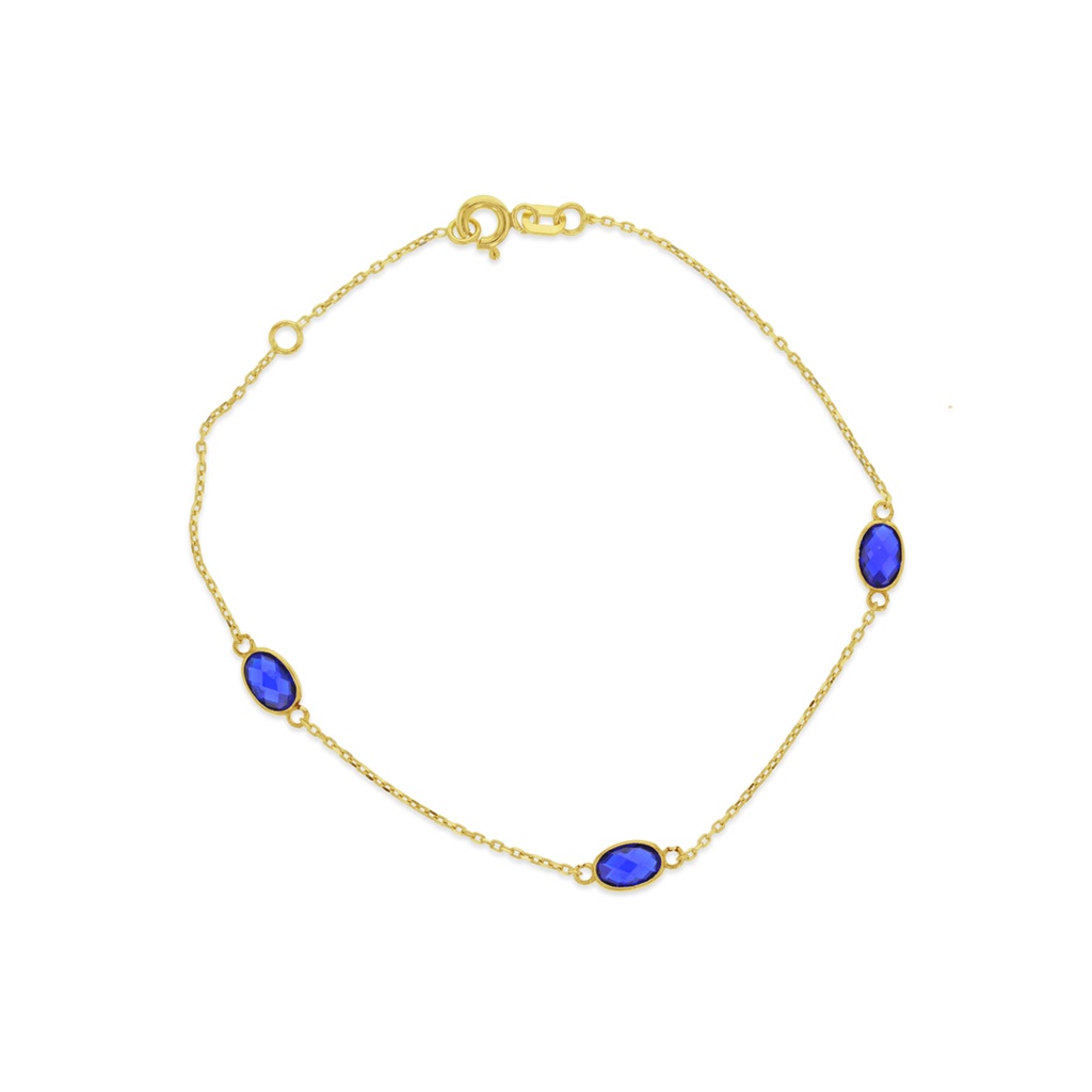 ## 9Y CHAIN WITH DARK BLUE STONE OVALS BRACELET