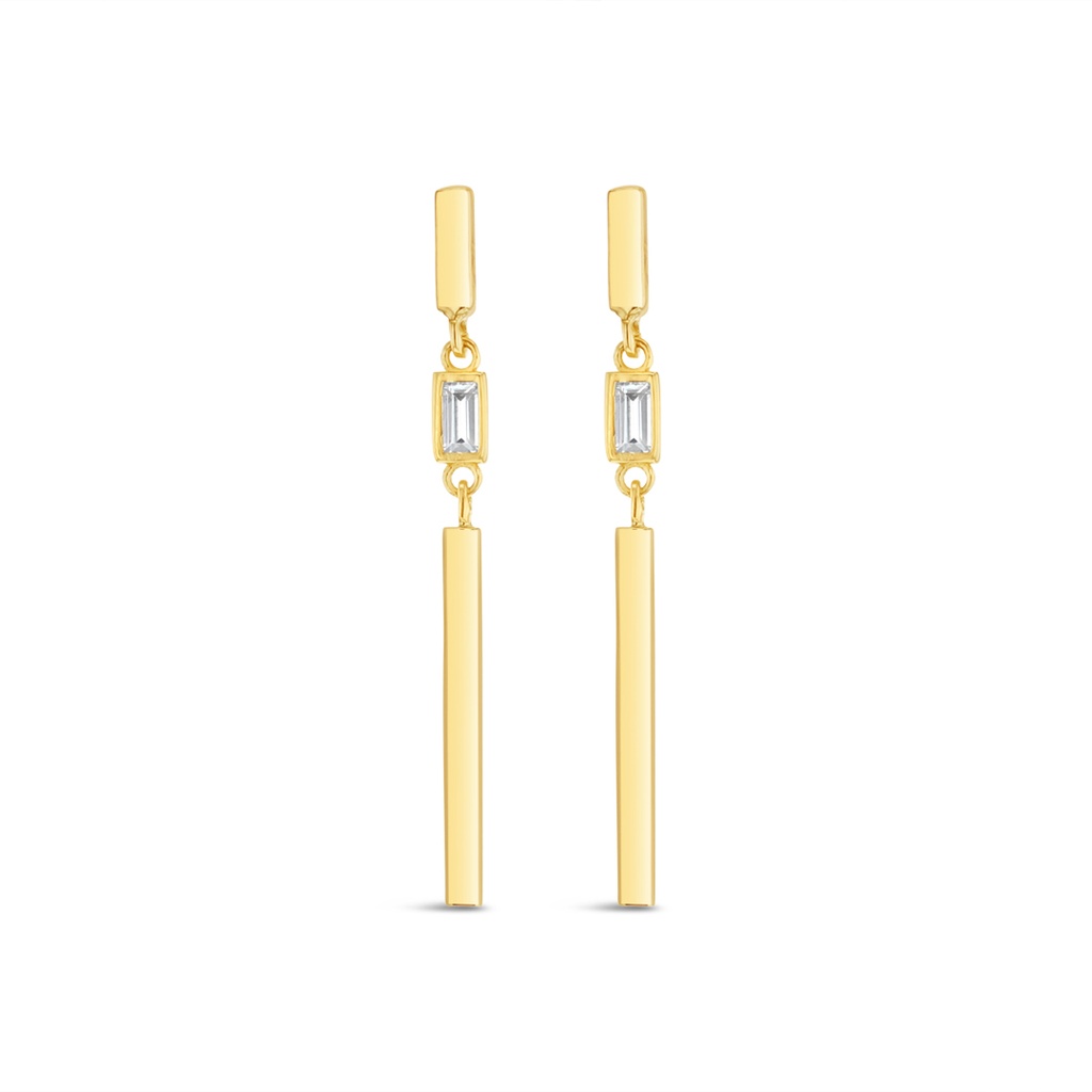 9Y STONE WITH VERTICAL PLAIN BARS DROP STUD - CZ