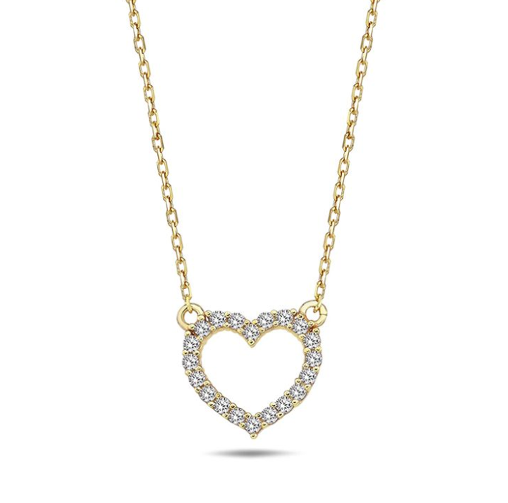 ## 9Y CHAIN WITH OPEN HEART CZ BORDER PENDANT NECKLACE