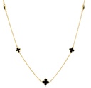 9Y ALTERNATING CHAIN WITH BLACK ONYX CLOVER NECKLACE