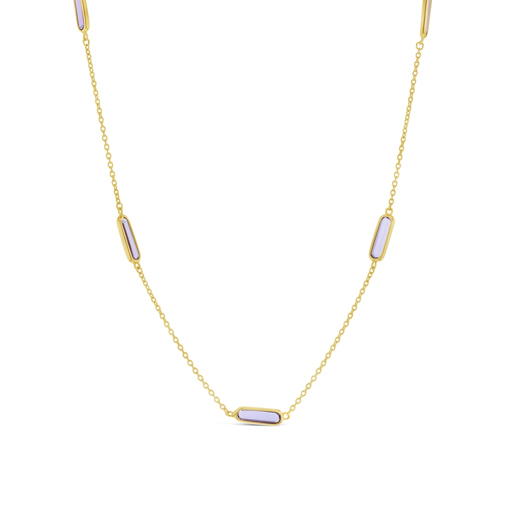 ## 9Y CHAIN WITH LIGHT PURPLE BAGUETTE STONE NECKLACE