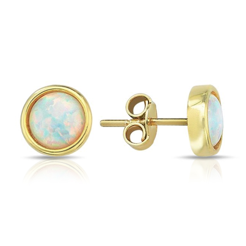 9Y PLAIN BEZEL 7MM OPAL STUD