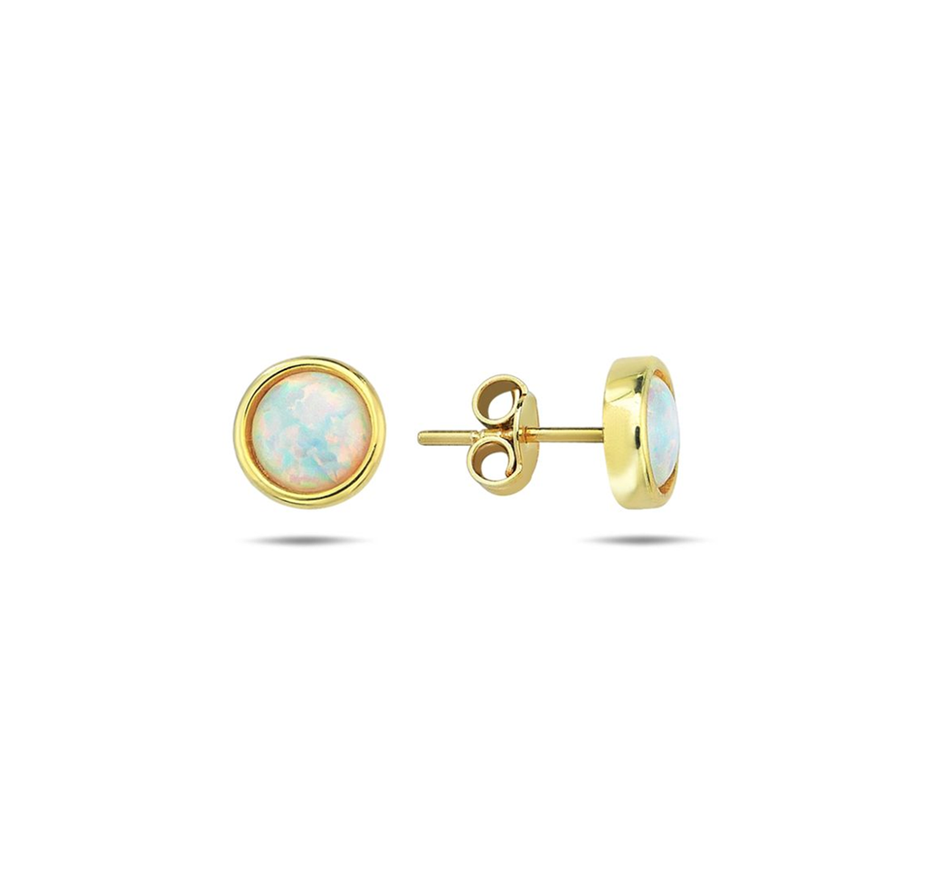 9Y PLAIN BEZEL 7MM OPAL STUD