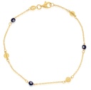 ## 9Y CHAIN ALTERNATING SCREW AND EVIL EYE BRACELET