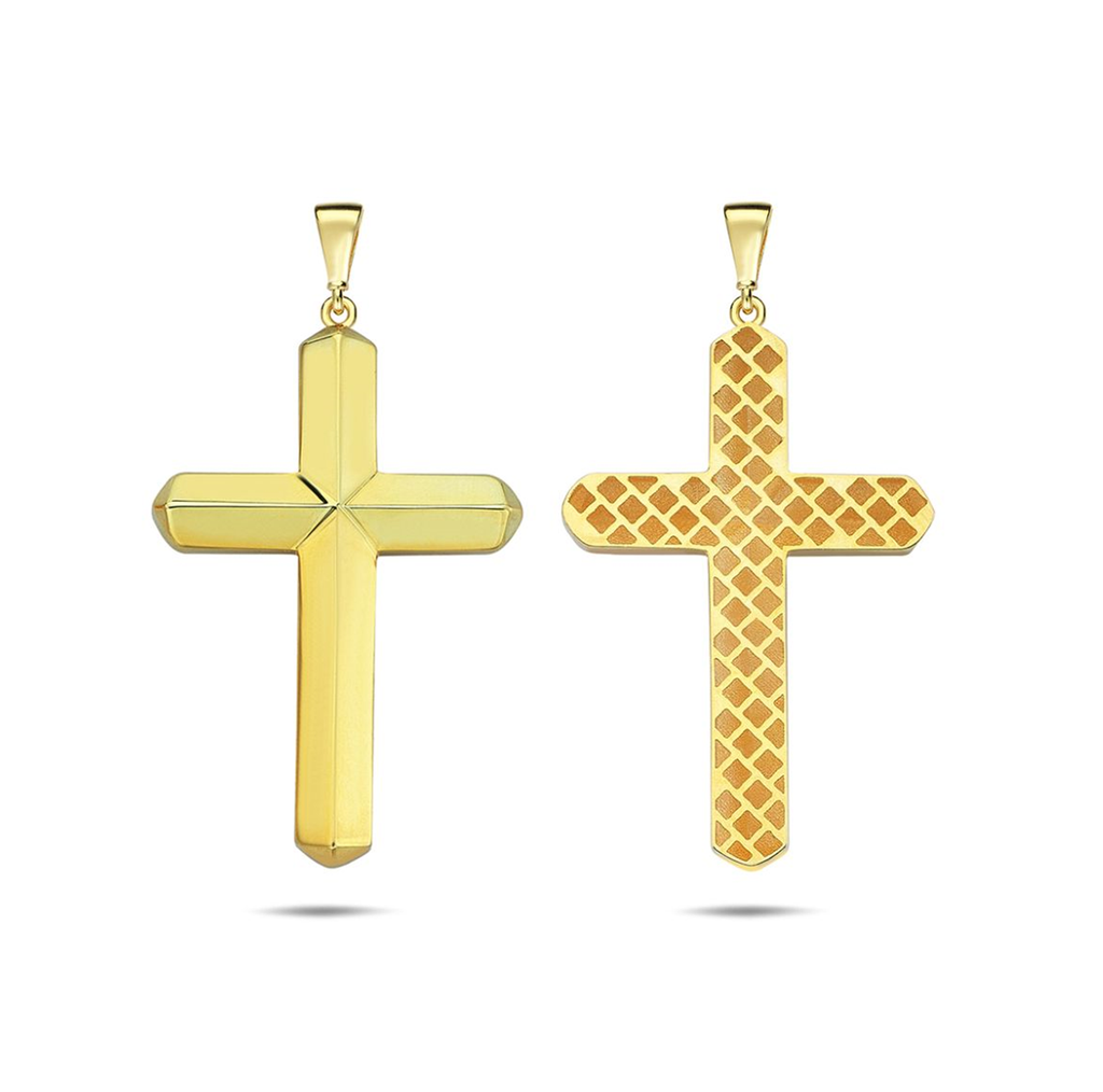 9Y BEVELLED CROSS PENDANT 22mm x 41mm