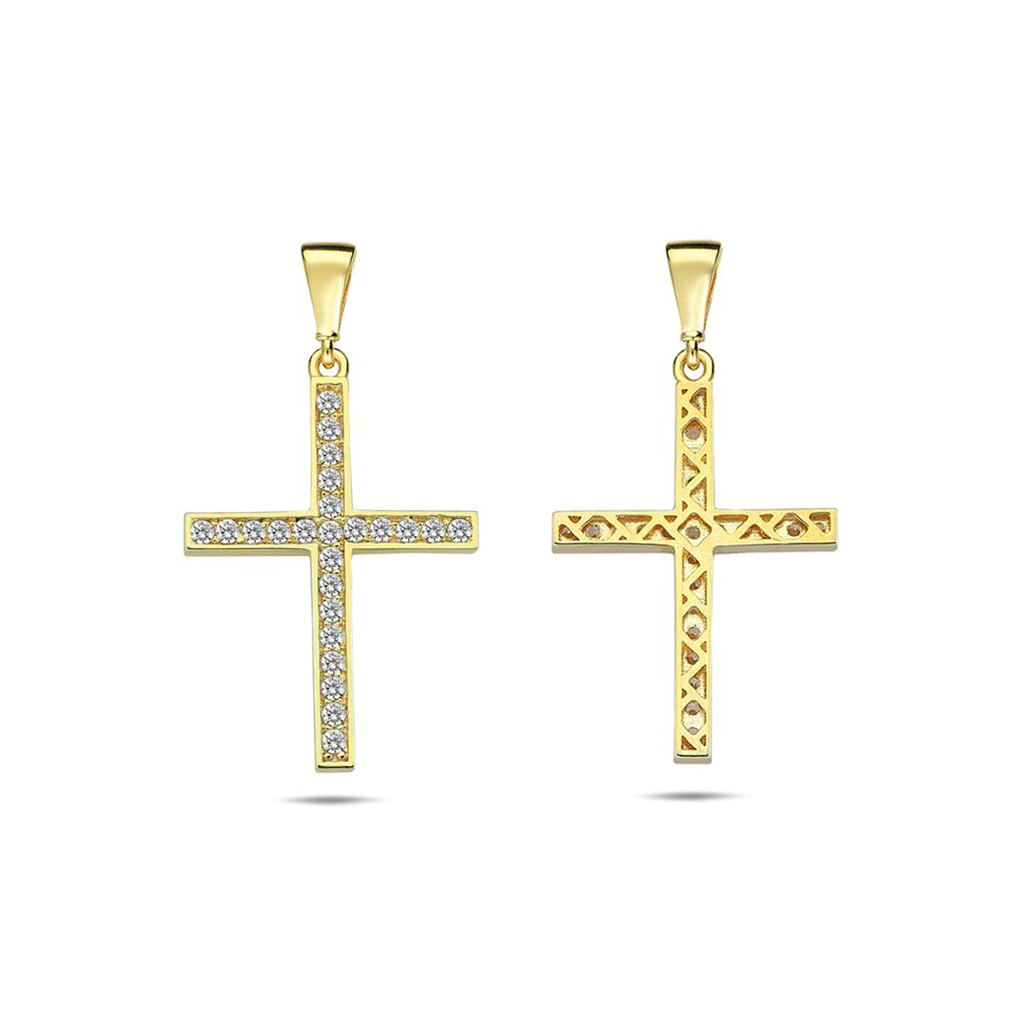 9Y THIN BORDER CROSS WITH CZ PENDANT