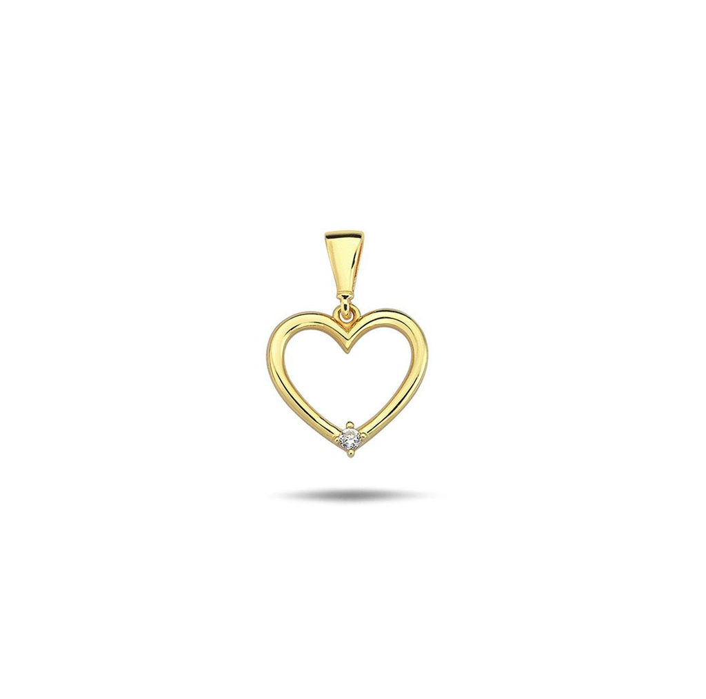 9Y OPEN HEART SMOOTH BORDER WITH 1 CZ PENDANT