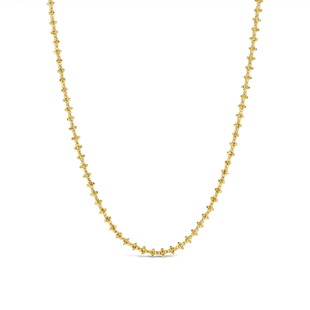 9Y ALTERNATING DIAMOND CUT BEADED SQUARE AND SMALL BEAD NECKLACE