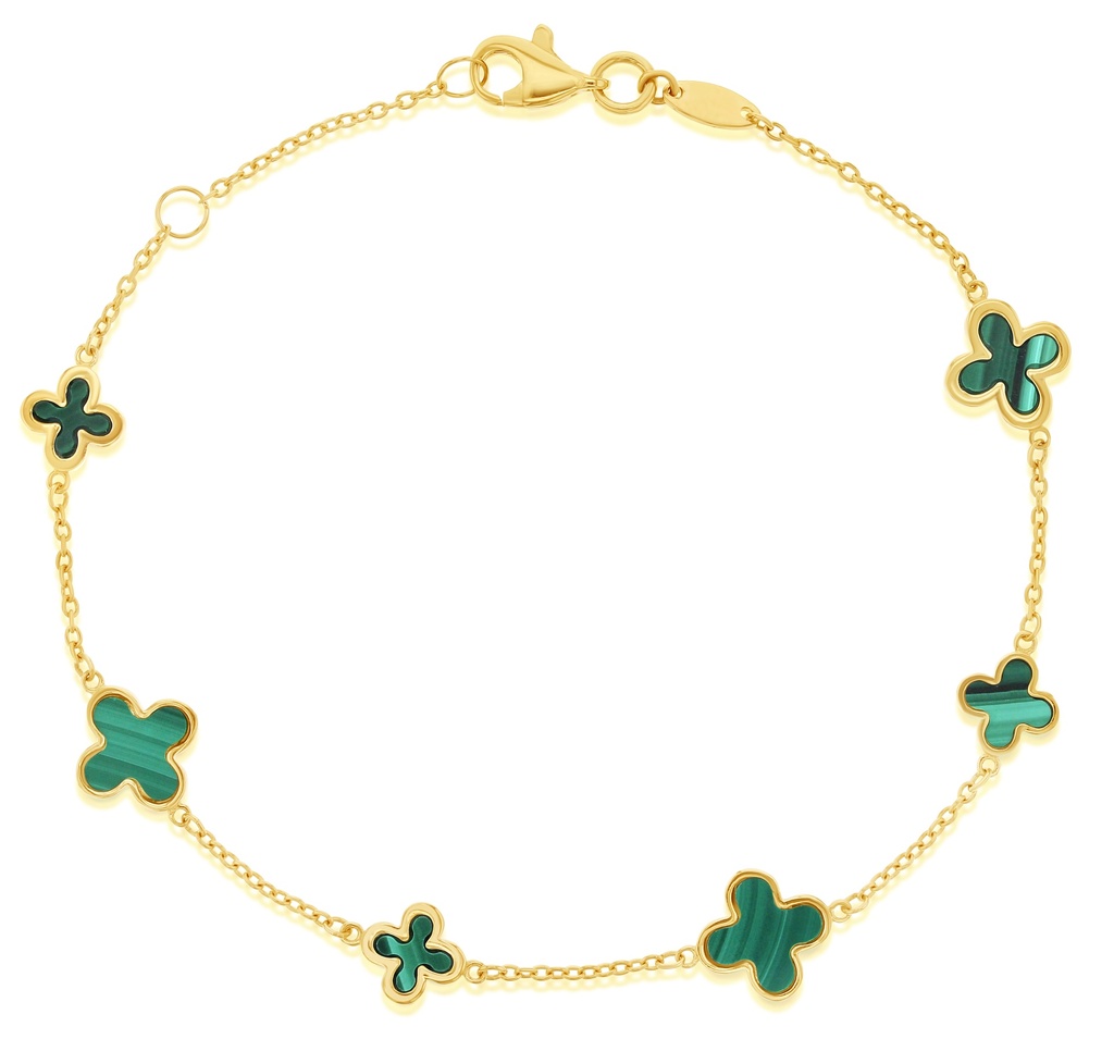 9Y ALTERNATING CHAIN WITH GREEN CLOVER BRACELET