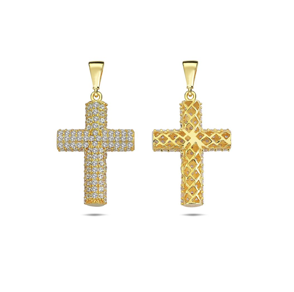 ## 9Y CYLINDER CROSS WITH CZ FRONT PENDANT