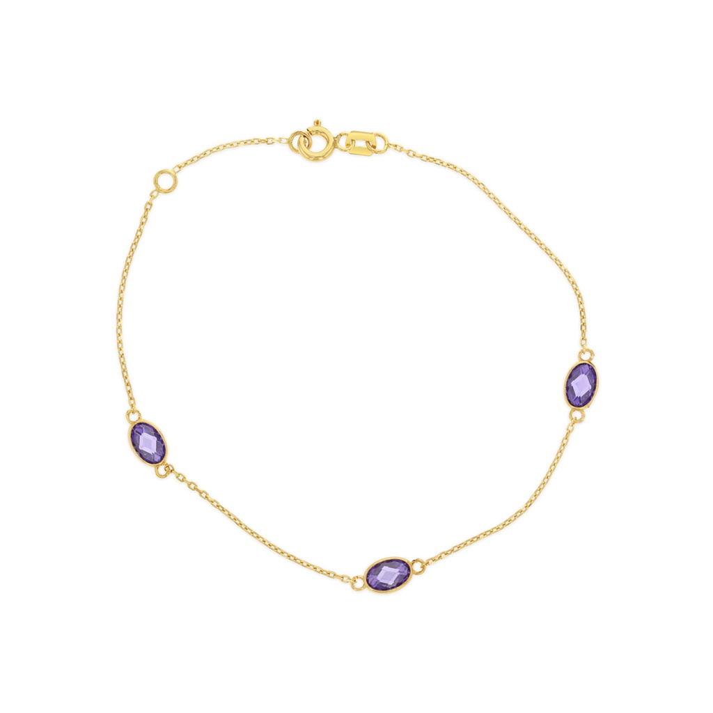 9Y CHAIN WITH PURPLE STONE OVALS BRACELET