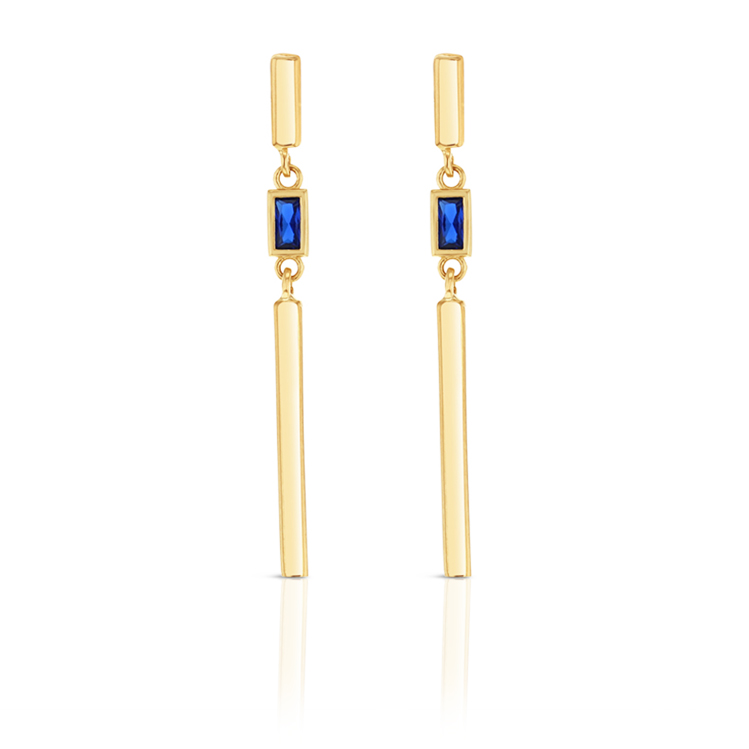 9Y STONE WITH VERTICAL PLAIN BARS DROP STUD - BLUE