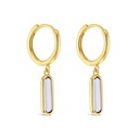 ## 9Y HUGGIE WITH DROP LONG OVAL STONE - PURPLE