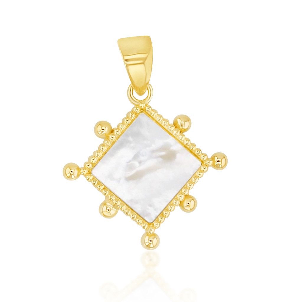 ## 9Y M.O.P DIAMOND WITH BEADED BALL BORDER PENDANT