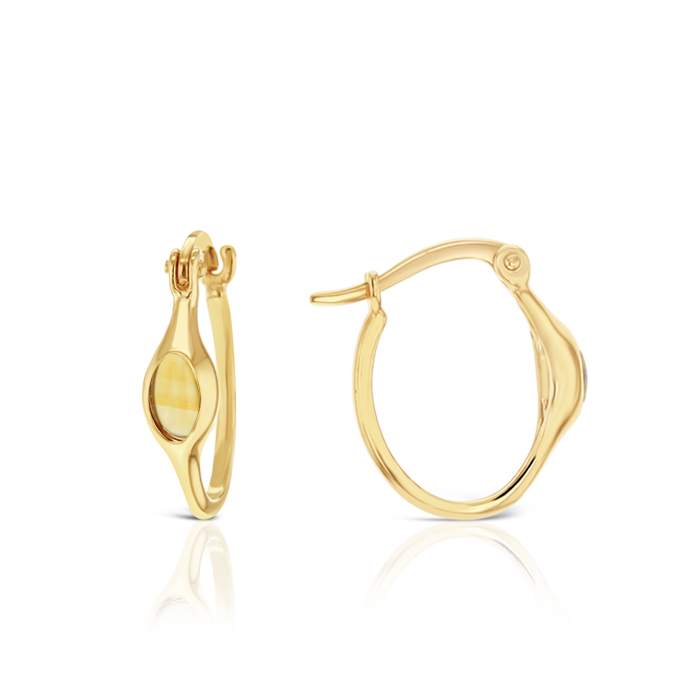 ## 9Y FINE HOOP WITH BUBBLE STONE - YELLOW CITRINE