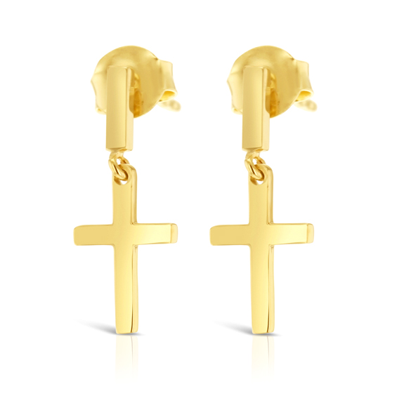 9Y PLAIN CROSS ON BAR STUD DROP