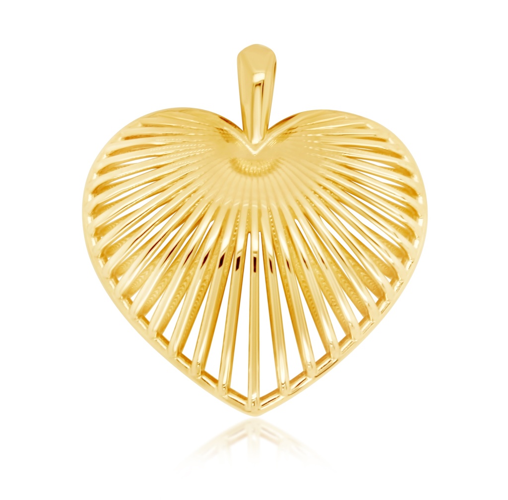 9Y OPEN STRIPED PUFF HEART PENDANT