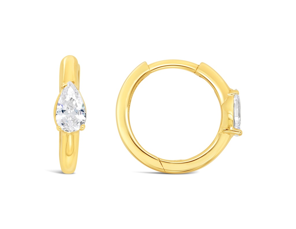 9Y PLAIN HUGGIE WITH CENTRE TEARDROP CZ